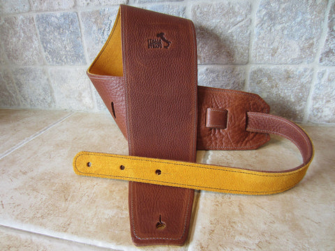 4 Inch Wide Acorn Leather Guitar Straps