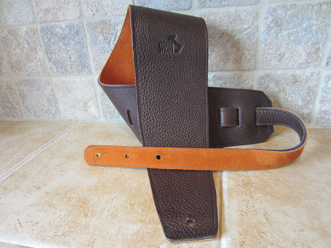 4 Inch Wide Chocolate Leather Guitar Straps