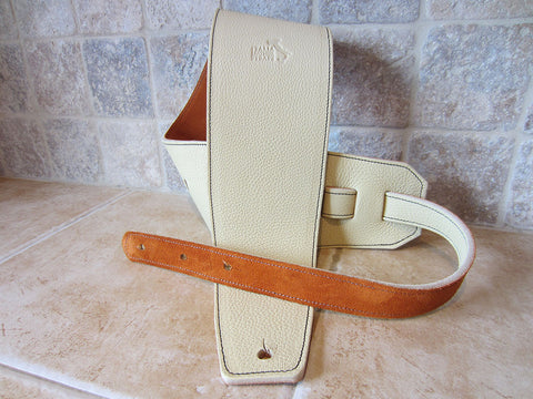 4 Inch Wide Crema Leather Guitar Straps