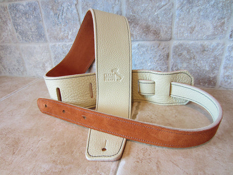 2.5 Inch Wide Crema Leather Guitar Straps: