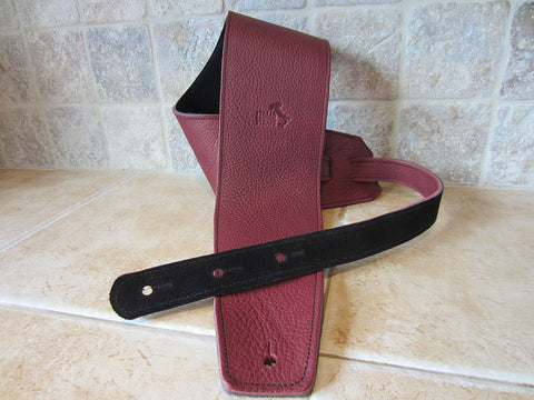 4 Inch Wide Wine Leather Guitar Straps