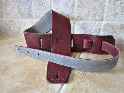 2.5 Inch Wide Wine Leather Guitar Straps: