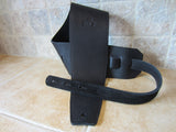 4 Inch Wide Black Leather Guitar Straps