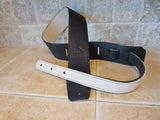 2.5 Inch Wide Black Leather Guitar Straps