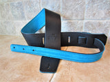2.5 Inch Wide Black Leather Guitar Straps