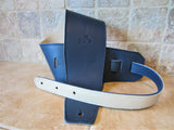 4 Inch Wide Blue Leather Guitar Straps