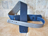 2.5 Inch Wide Blue Leather Guitar Straps