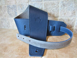 4 Inch Wide Blue Leather Guitar Straps